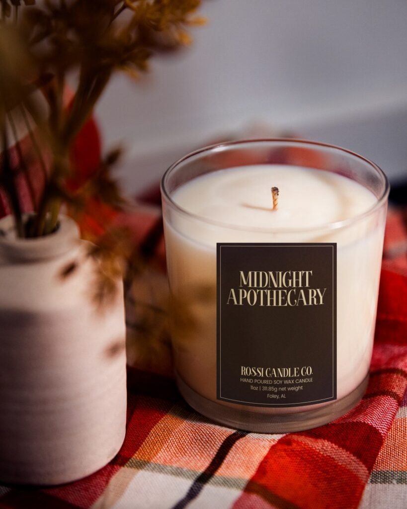 Midnight Apothecary Fall Scented Soy Wax candles hand-poured in Foley, Alabama