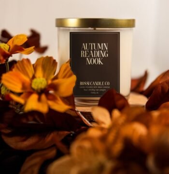 autumn reading nook a soy wax candle perfect for the fall season and holiday gifts